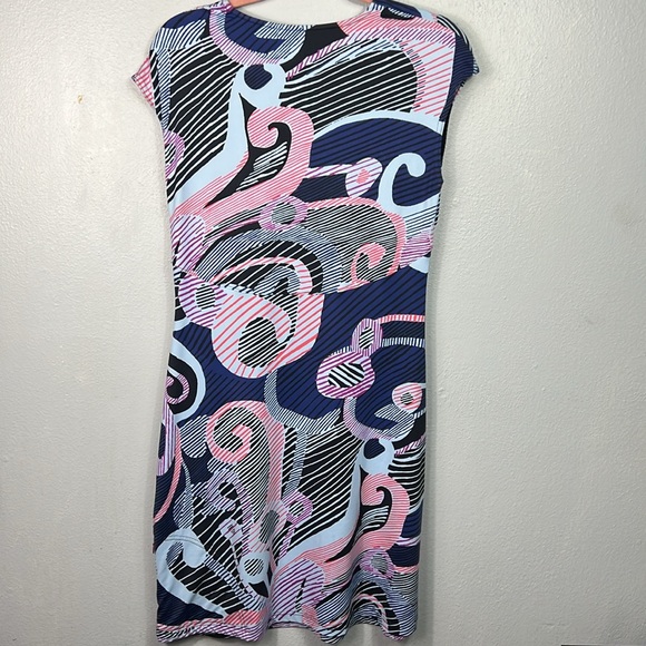 Title Nine Cap Sleeve Geometric Stripe Print Knee Length V-Neck Dress Medium - Picture 9 of 10